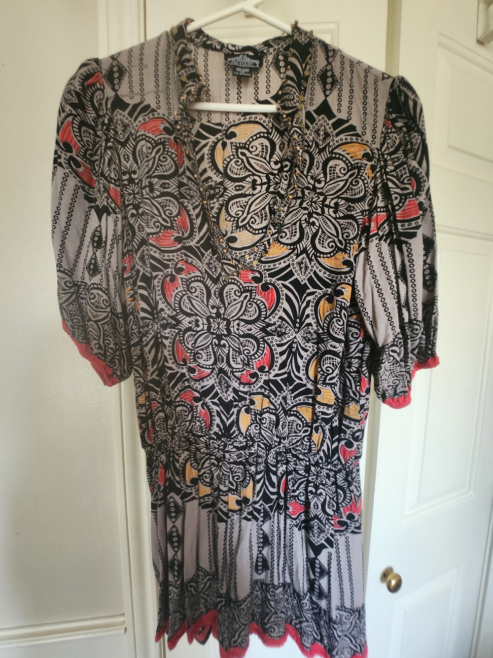 Angie Black Multicolor Floral Print Midi Dress
